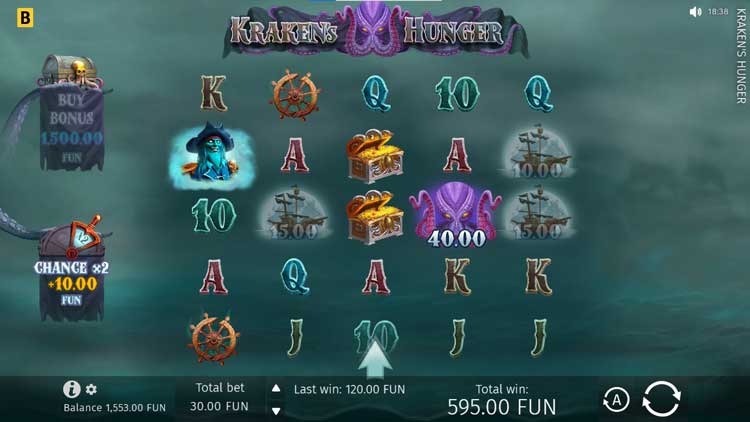 Kraken's Hunger slot machine gameplay